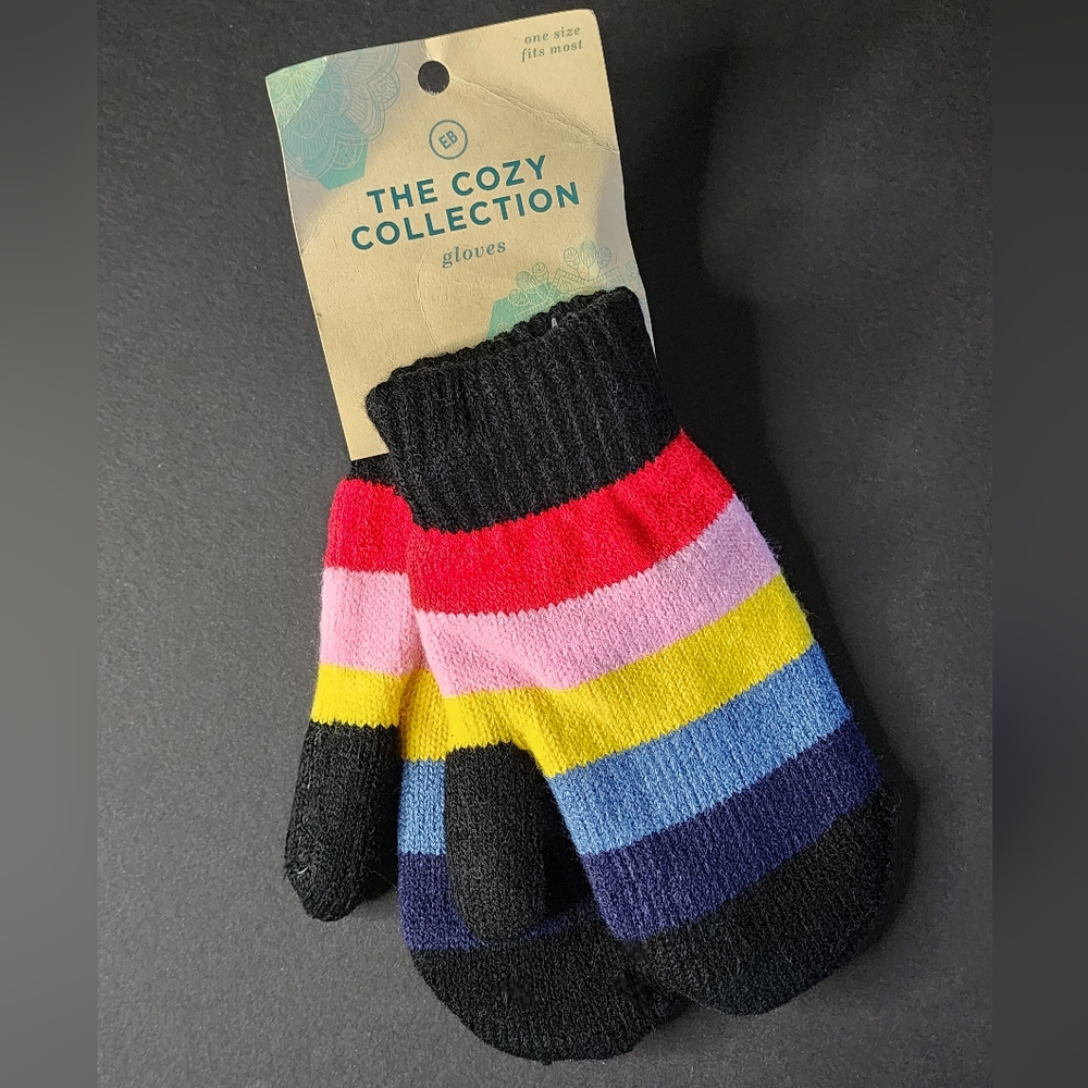 The Cozy Collection Rainbow Striped Mittens